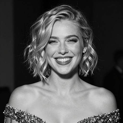 Black and white portrait of smiling woman