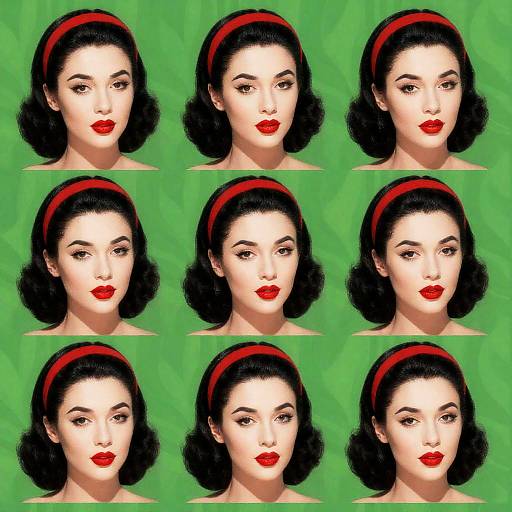 Retro Pop Art Female Faces Grid