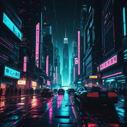 Neon Cyberpunk Cityscape at Night