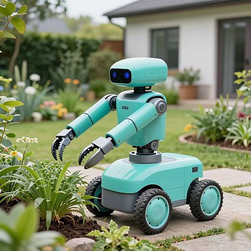 Modern Turquoise Gardening Robot