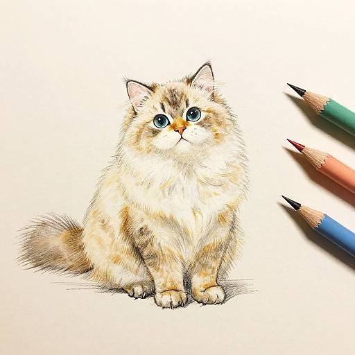 Step-by-Step Fluffy Cat Drawing