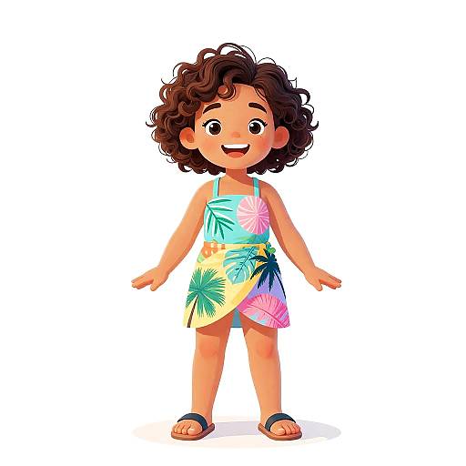 Joyful Girl in Colorful Sarong Dress