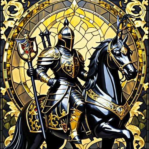 Noble Black and Gold Knight with Dragon