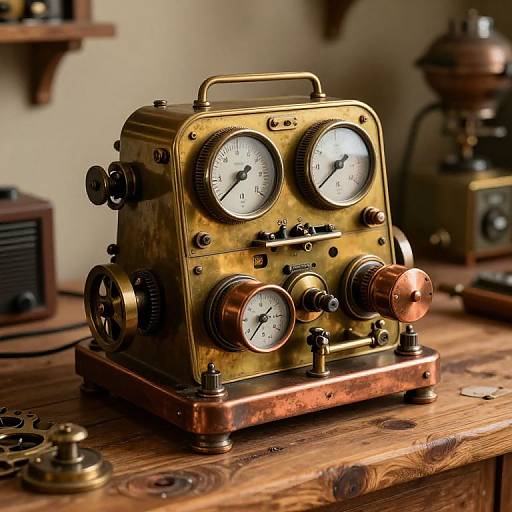 Vintage Steampunk Messmaschine on Workbench