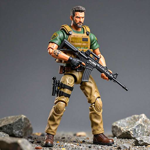 Realistic Action Figure Soldier with Assault Rifle