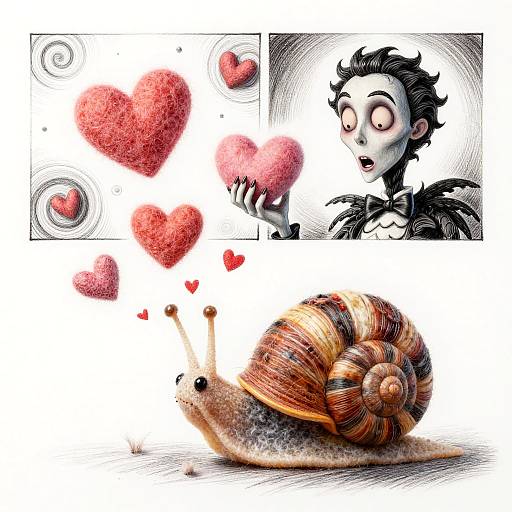 Tim Burton Style Cartoon Snail