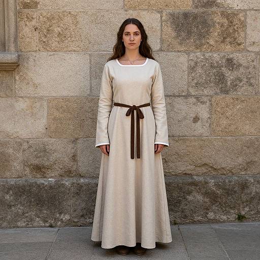 Medieval Woman in Beige Dress