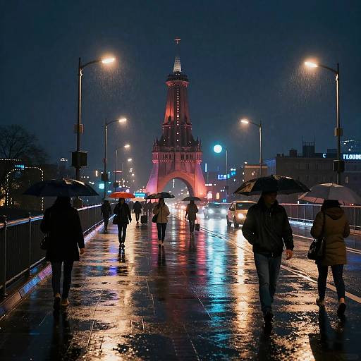 Cyberpunk Strelka Bridge at Night