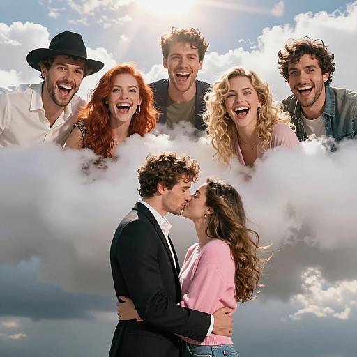 Romantic Embrace with Dreamy Background