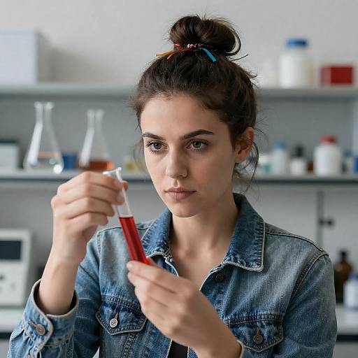 Laboratory Woman with Test Tube and Flair