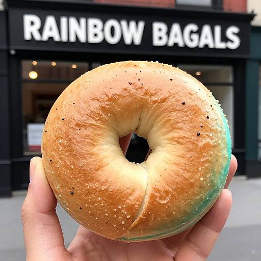 Colorful Rainbow Bagels in NYC