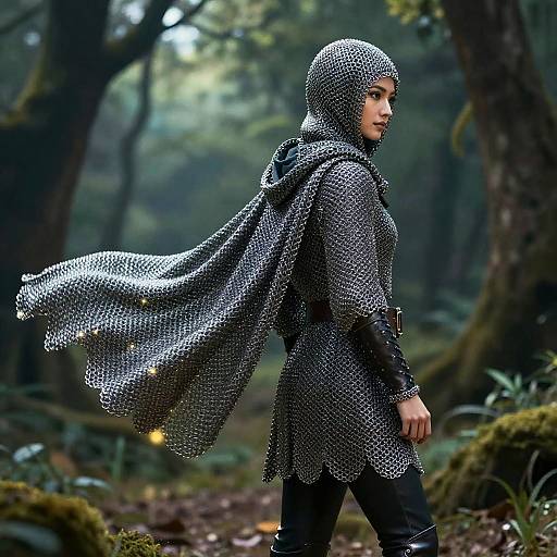 Elegant Chainmail Cape in Enchanted Forest