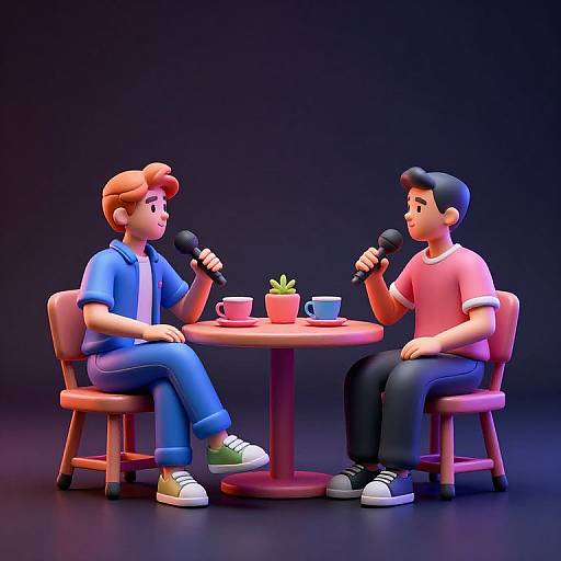Retro Neon Design Podcaster Statues
