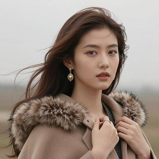 Realistic Portrait of a Jewel-Adorned Girl