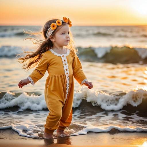 Toddler Girl at Ocean Sunset