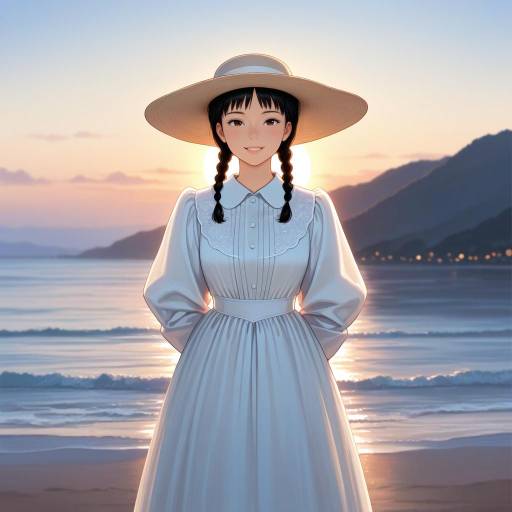 Elegant Girl at Dawn on Beachfront Elegant Girl at Dawn on Beachfront
