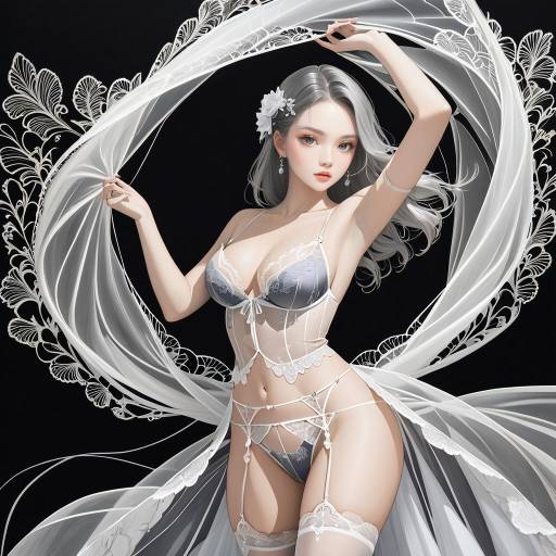 Elegant Woman in Silver Lingerie