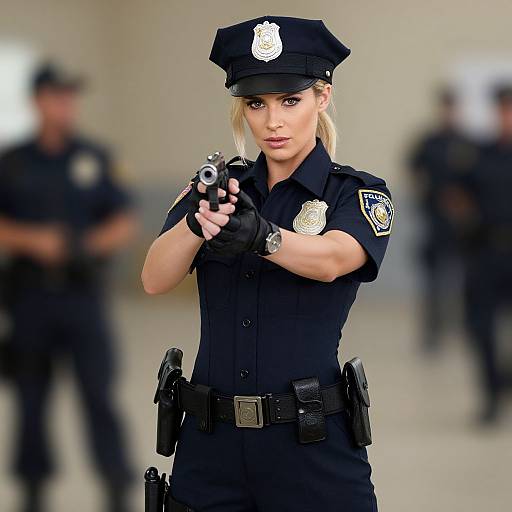 Blonde Woman in SWAT Police Uniform