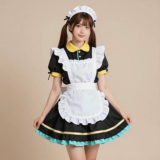 Young Woman in Classic French Maid Outfit