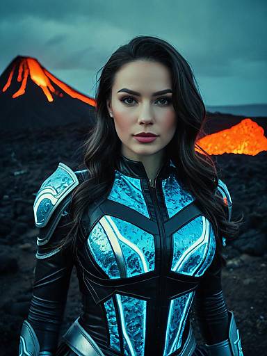 Photorealistic Woman in Lavagirl Costume