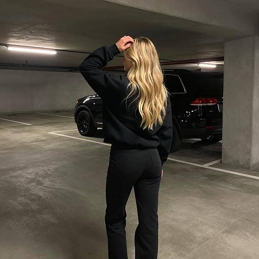 Blonde Woman in Dim Parking Garage
