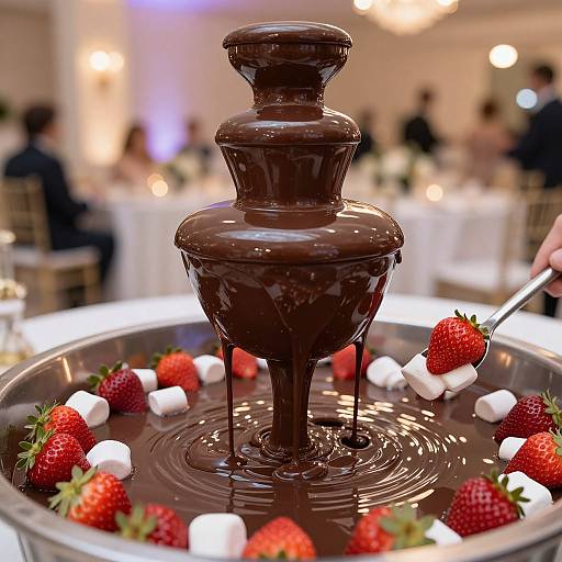Luxurious Chocolate Fountain Party Scene