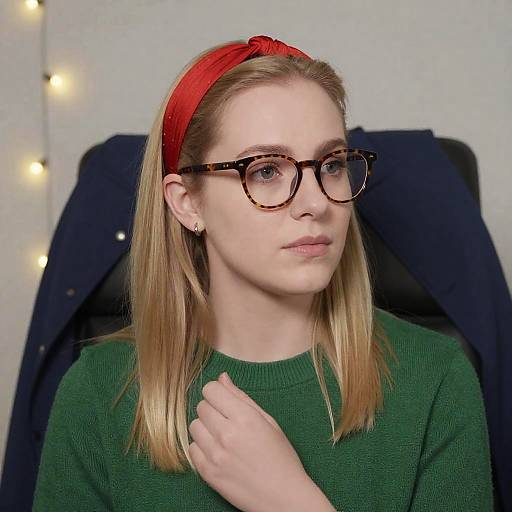 Blonde Woman with Glasses and Red Headband