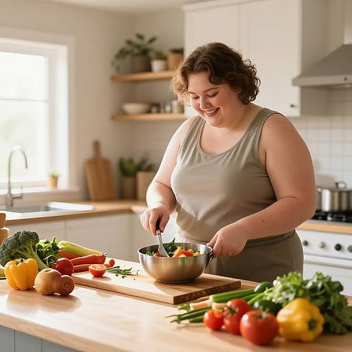 Joyful Cooking in Bright Kitchen