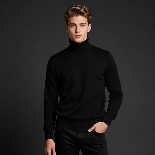 Young Man in Black Turtleneck Sweater