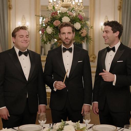 Elegant Indoor Event with Tuxedoed Men