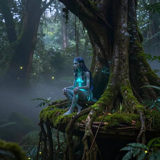 Mystical Bioluminescent Rainforest Spirit