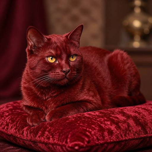 Luxurious Red Velvet Cat Portrait
