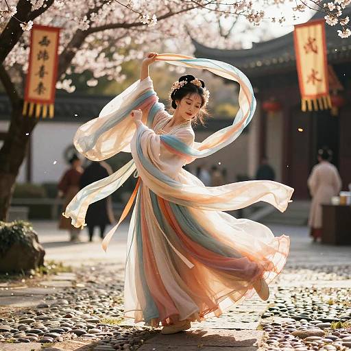 Ethereal Chinese Ribbon Dancer Spin