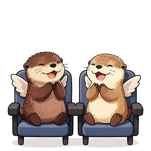 Playful Otter Fairies Watching Movie
