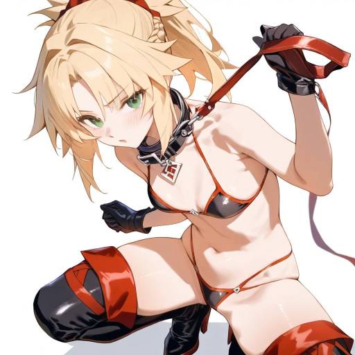 Mordred in Swimsuit with Leash