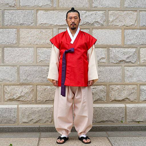 Traditional Korean Hanbok in Urban Setting