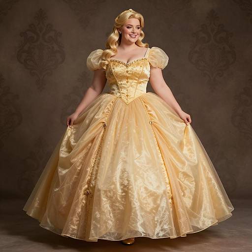 Plus Size Glinda Costume in Golden Ball Gown