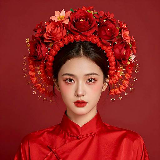 Vibrant Portrait of a Floral Queen