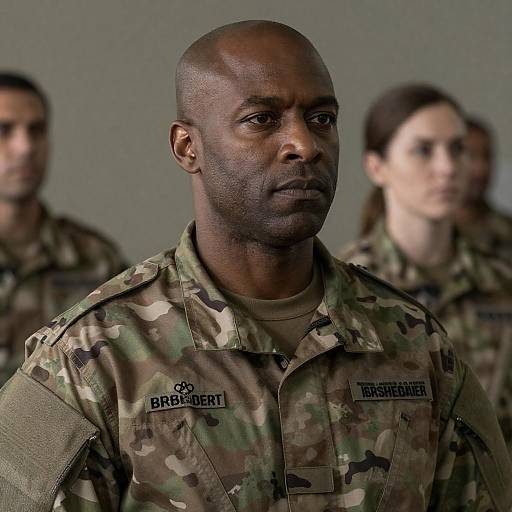 Serious Military Portrait in Dim Light