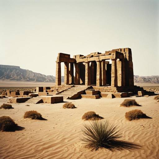 Ancient Desert Ruins with Cubist Geometric Designs