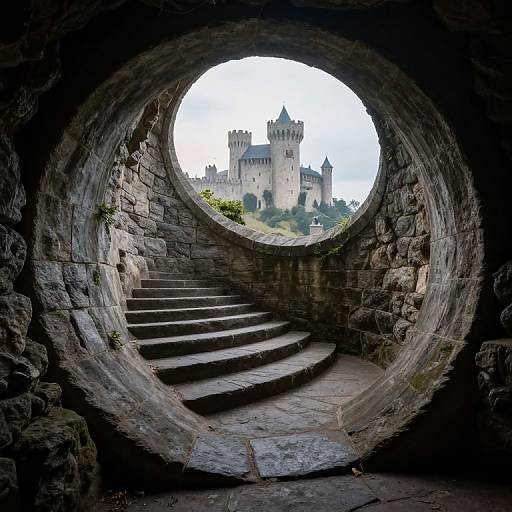 Mystical Spiral Staircase to Castle