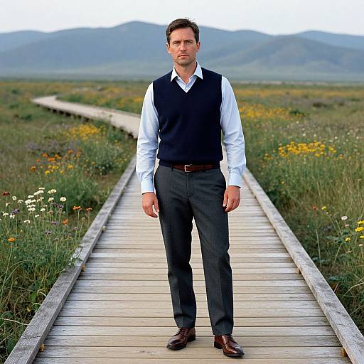 Man in Rustic Scenic Outfit