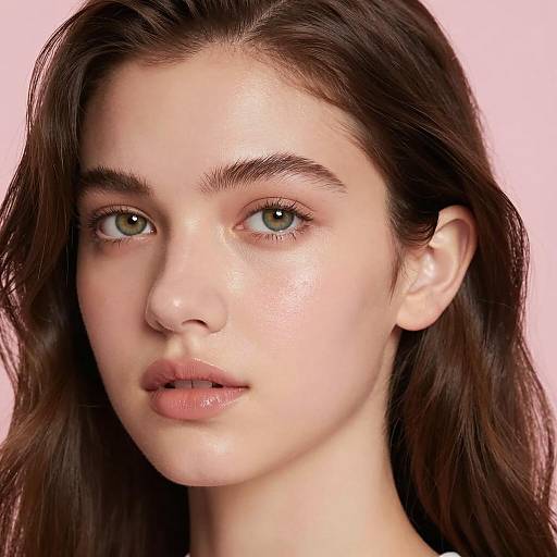 Close-up Portrait of Young Woman with Dewy Skin