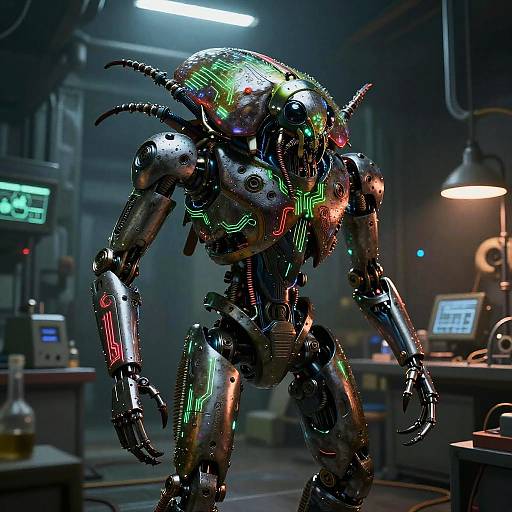 Beetle Cyborg in Dystopian Lab
