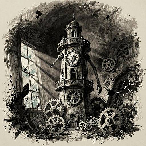 Surreal Ominous Clockmaker Puppet