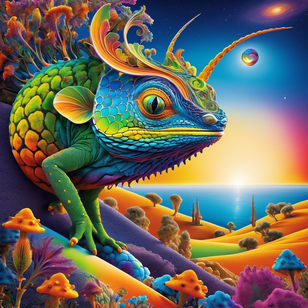 Surreal Chameleon Color Transformation Art