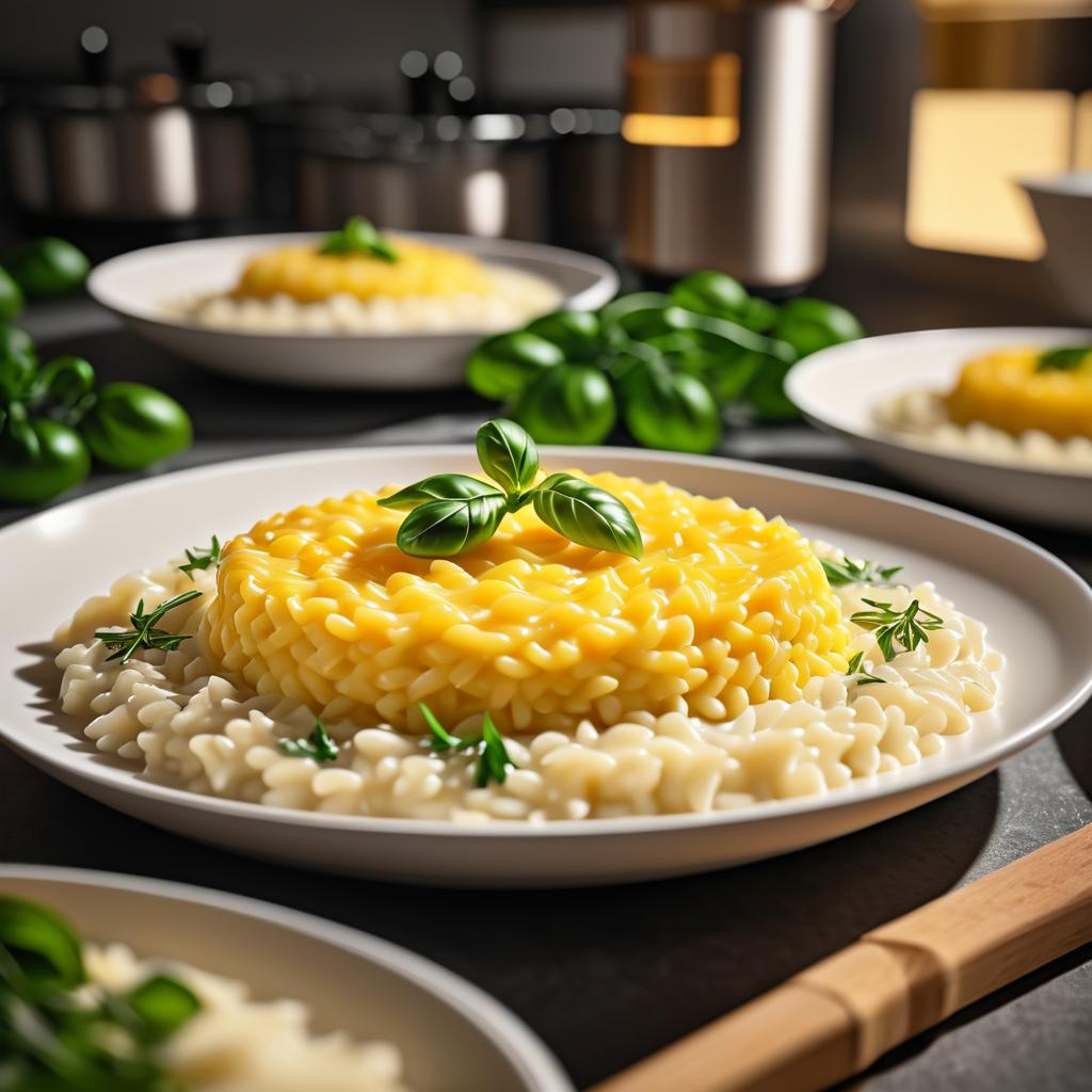 Photorealistic Italian Risotto Preparation Scene