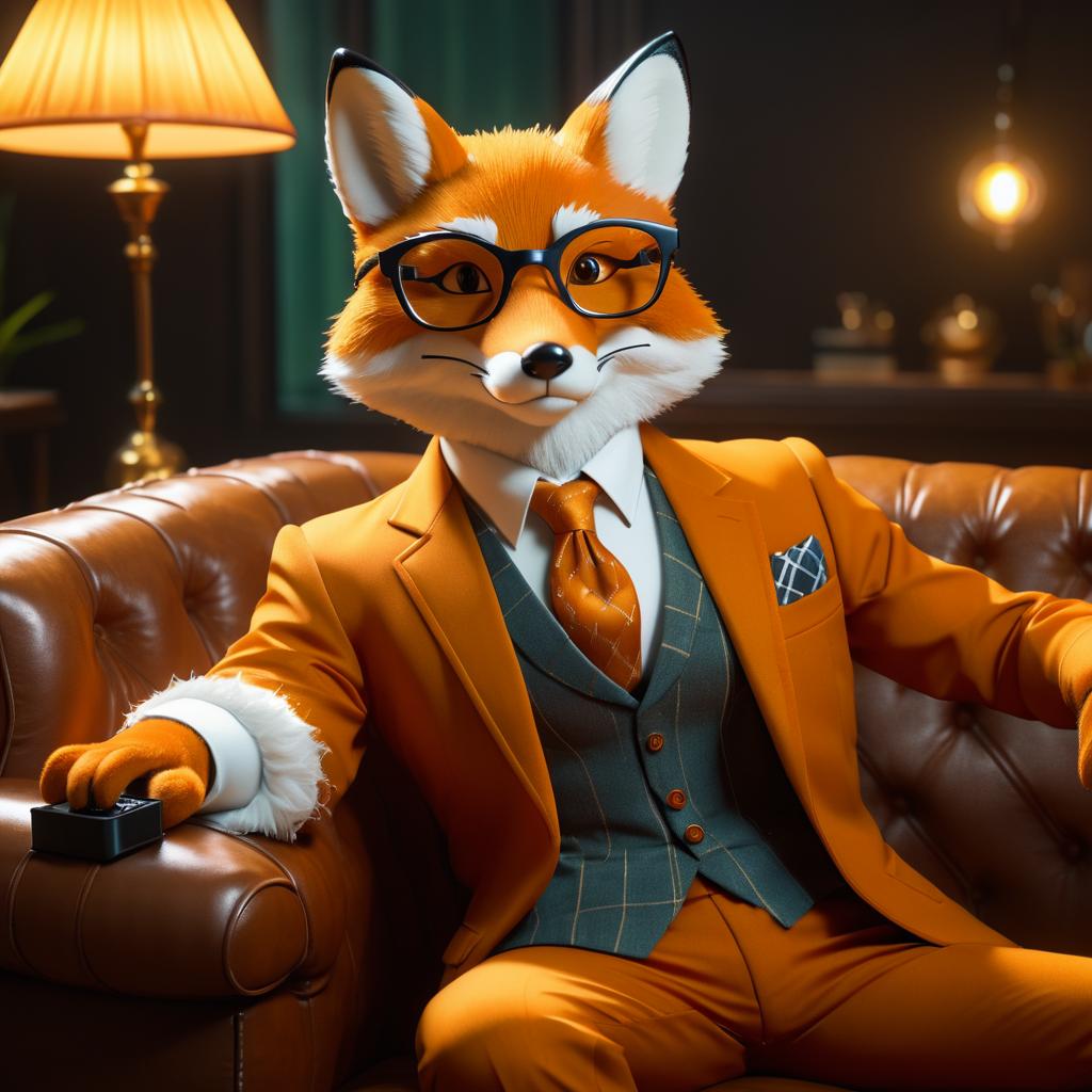 Business Fox: Vintage Style Art