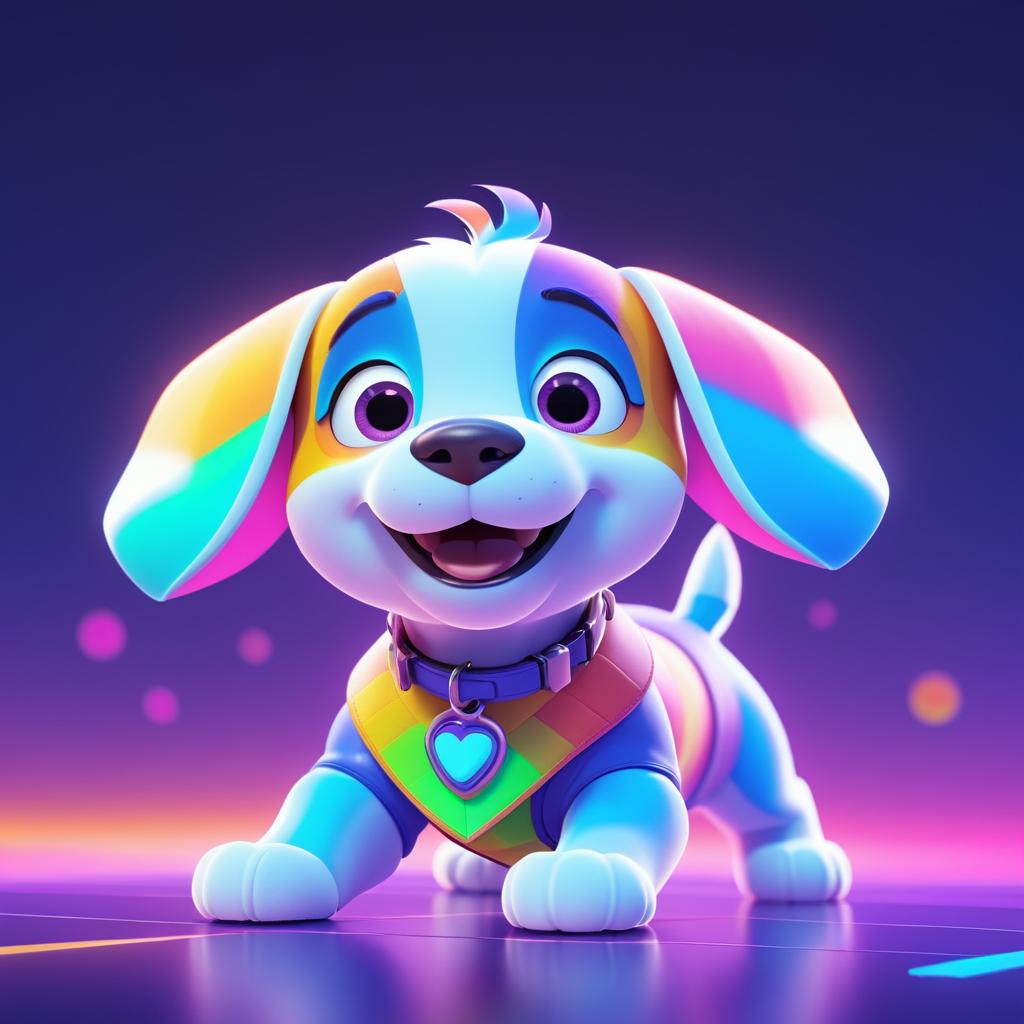 Vibrant Geometric Puppy Concept Art