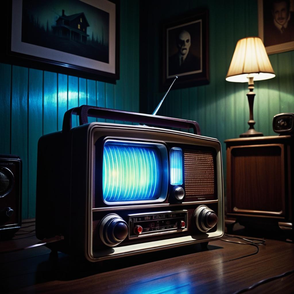 Eerie Horror Poster with Vintage Radio